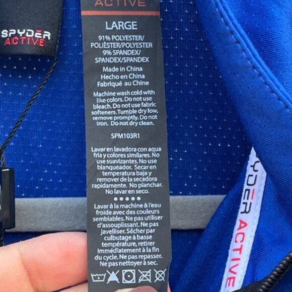 Spyder Shirt Men's Mock Neck Long Sleeve Active Pro Web Blue Stretch Large NWT - Picture 16 of 16